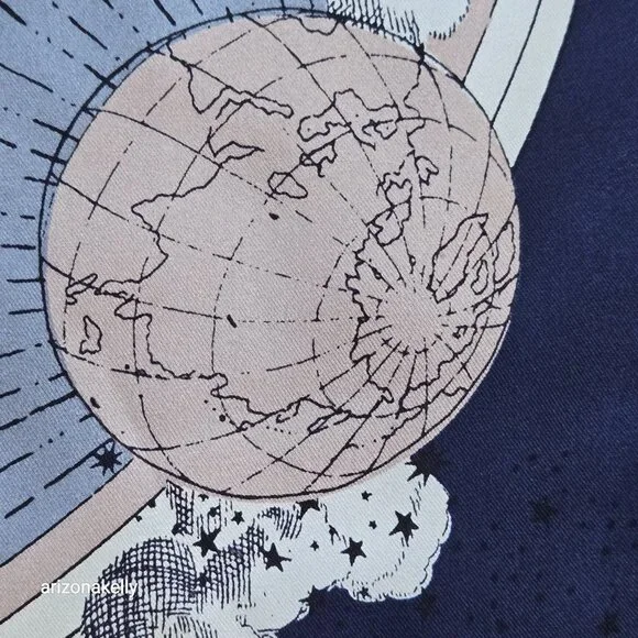 NWT Ann Taylor Silk Square Scarf Celestial Moon Stars Butterflies - Picture 9 of 12